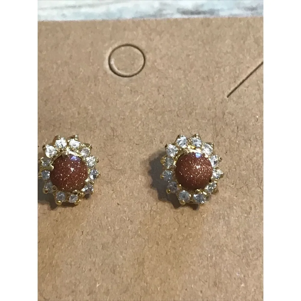 Sparkling Goldstone Necklace Earrings Bracelet Matching set‎ Beads
